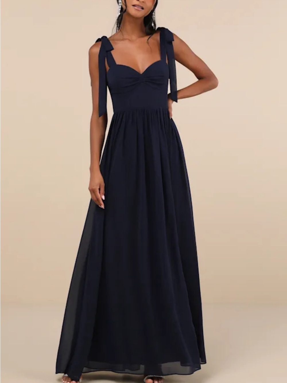 Lulu's Navy Tie-Strap Maxi Dress